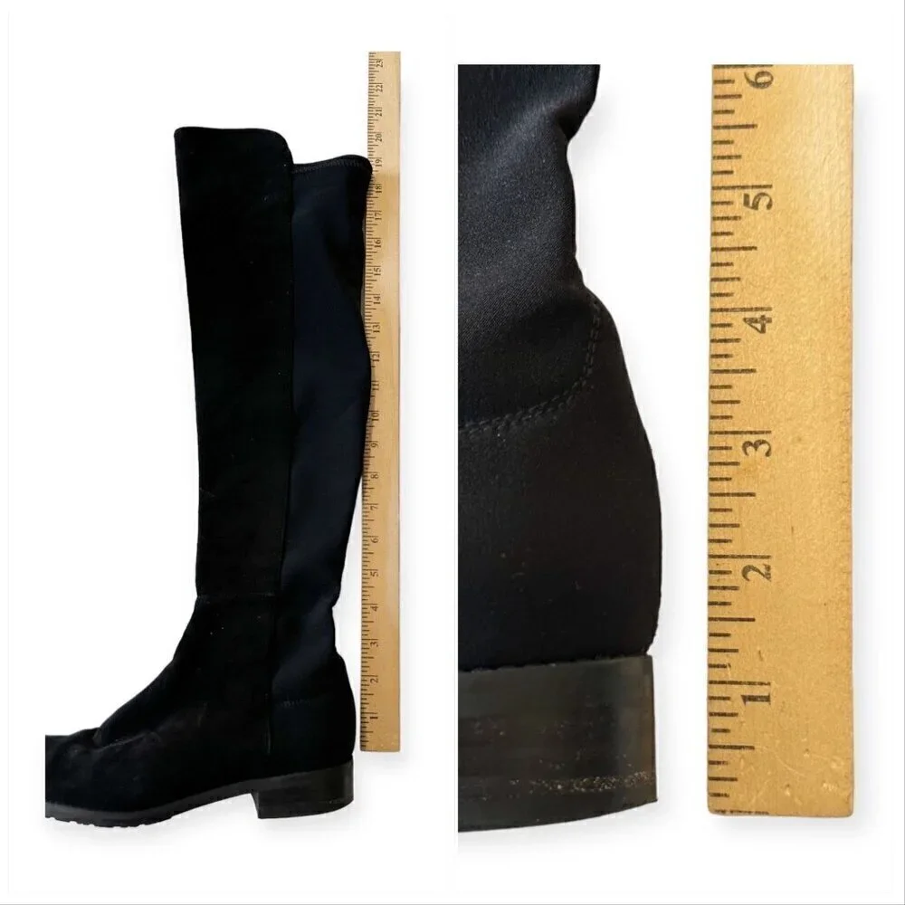 Stuart Weitzman‎ Over the Knee Black Suede/Stretch 50/50 Boots, Size 6M
